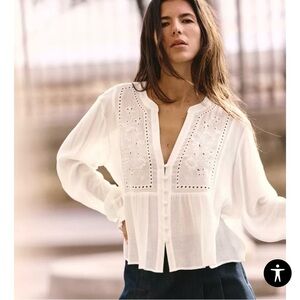 Elegant White Embroidered Blouse